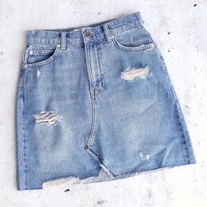 We The Free ~Distressed Denim Skirt
